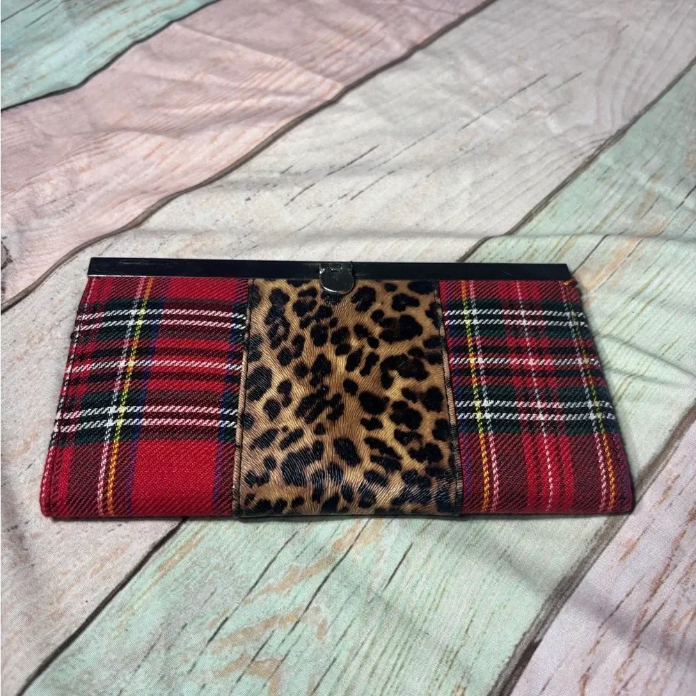 Red Plaid & Leopard Print Clutch Wallet EPC